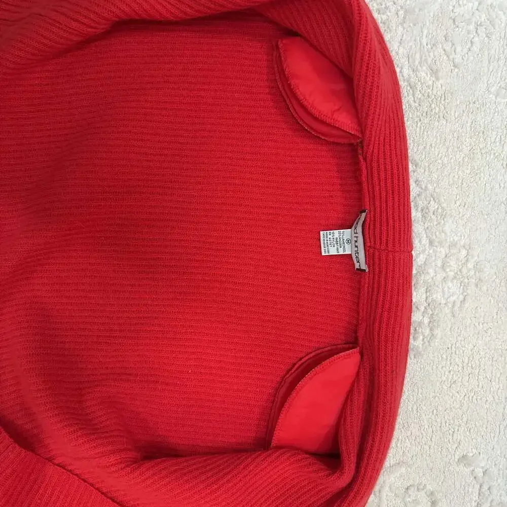 Reed Hunter‎ Red Lambswool Angora Ribbed Cardigan | Gold Button V-Neck